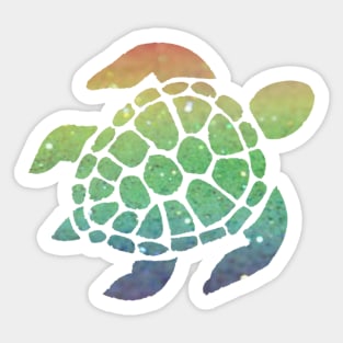 Pastel Rainbow Ombre Faux Glitter Turtle Sticker